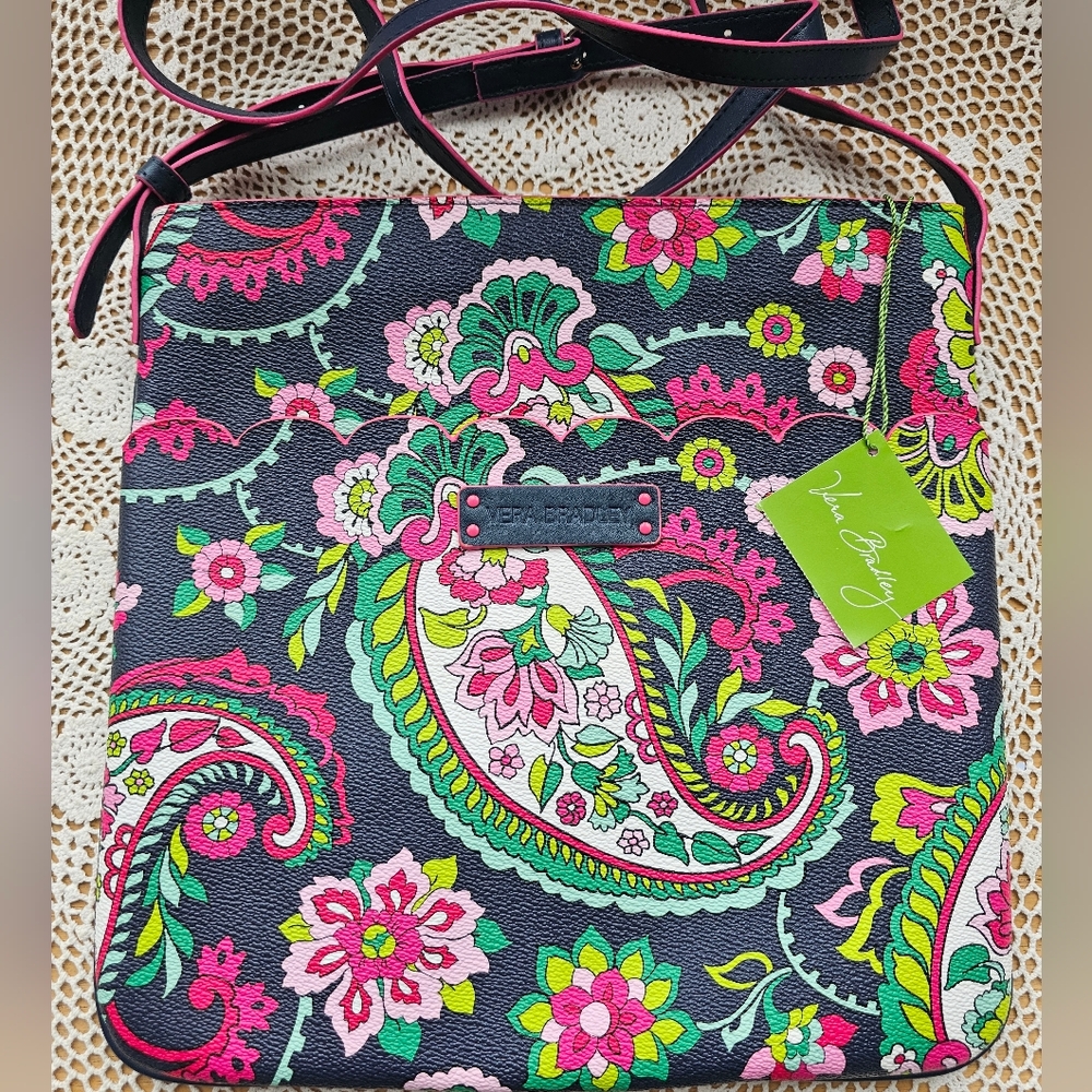 Vera Bradley  Petal Paisley Faux Leather Crossbody Bag Slim Hipster NWT